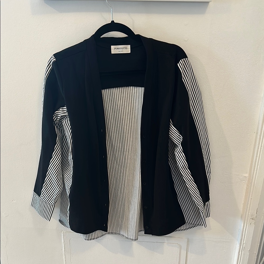 Black and White Striped Cardigan